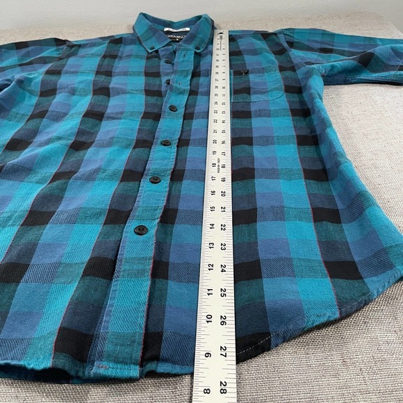 Ezekiel Shirt Mens Size Small Short Sleeve Plaid Button Down Blue Teal Black - Picture 8 of 11